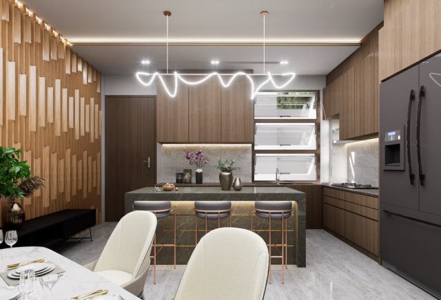 Photo d'illustration : une cuisine moderne avec un îlot central
